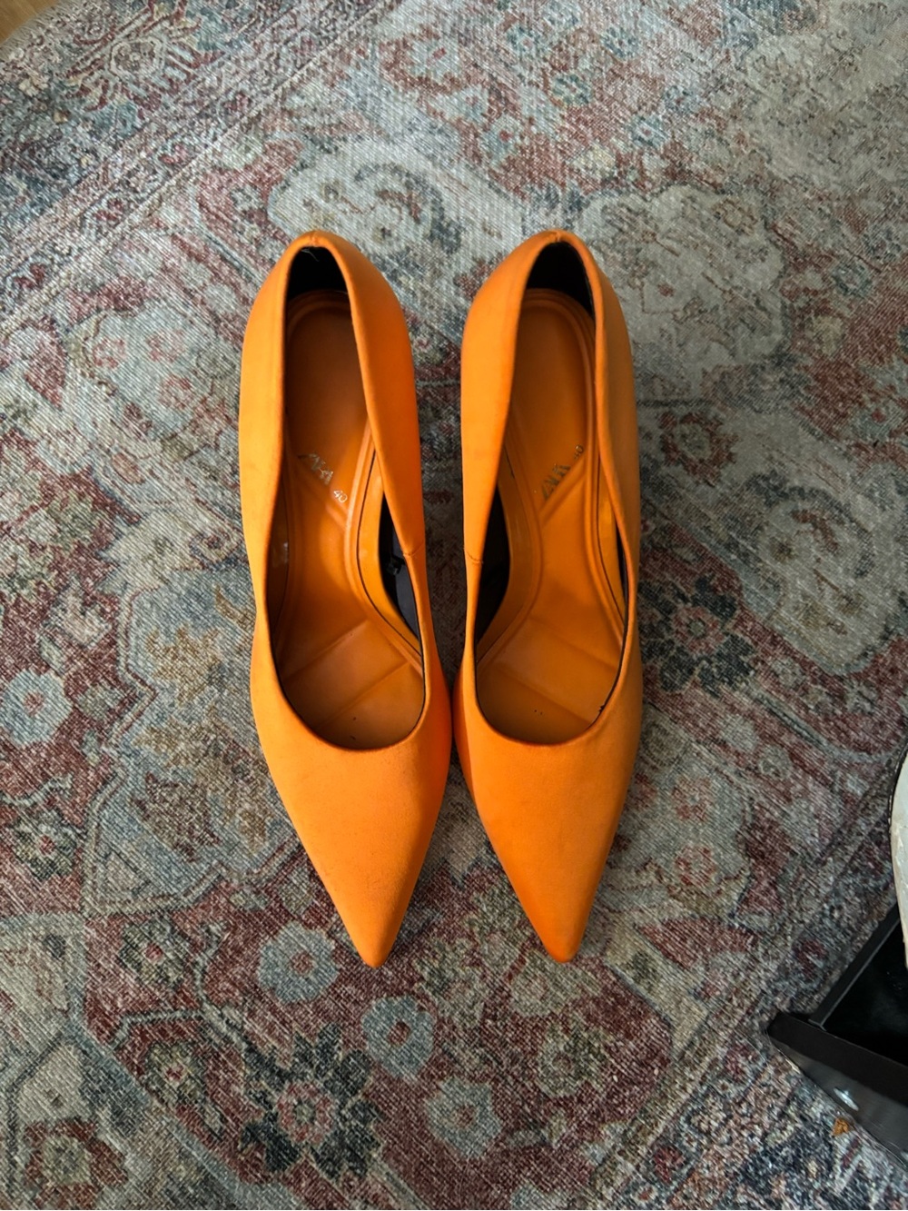 Zara Bright Orange Pointed Toe High Heels - Picture 2 of 8